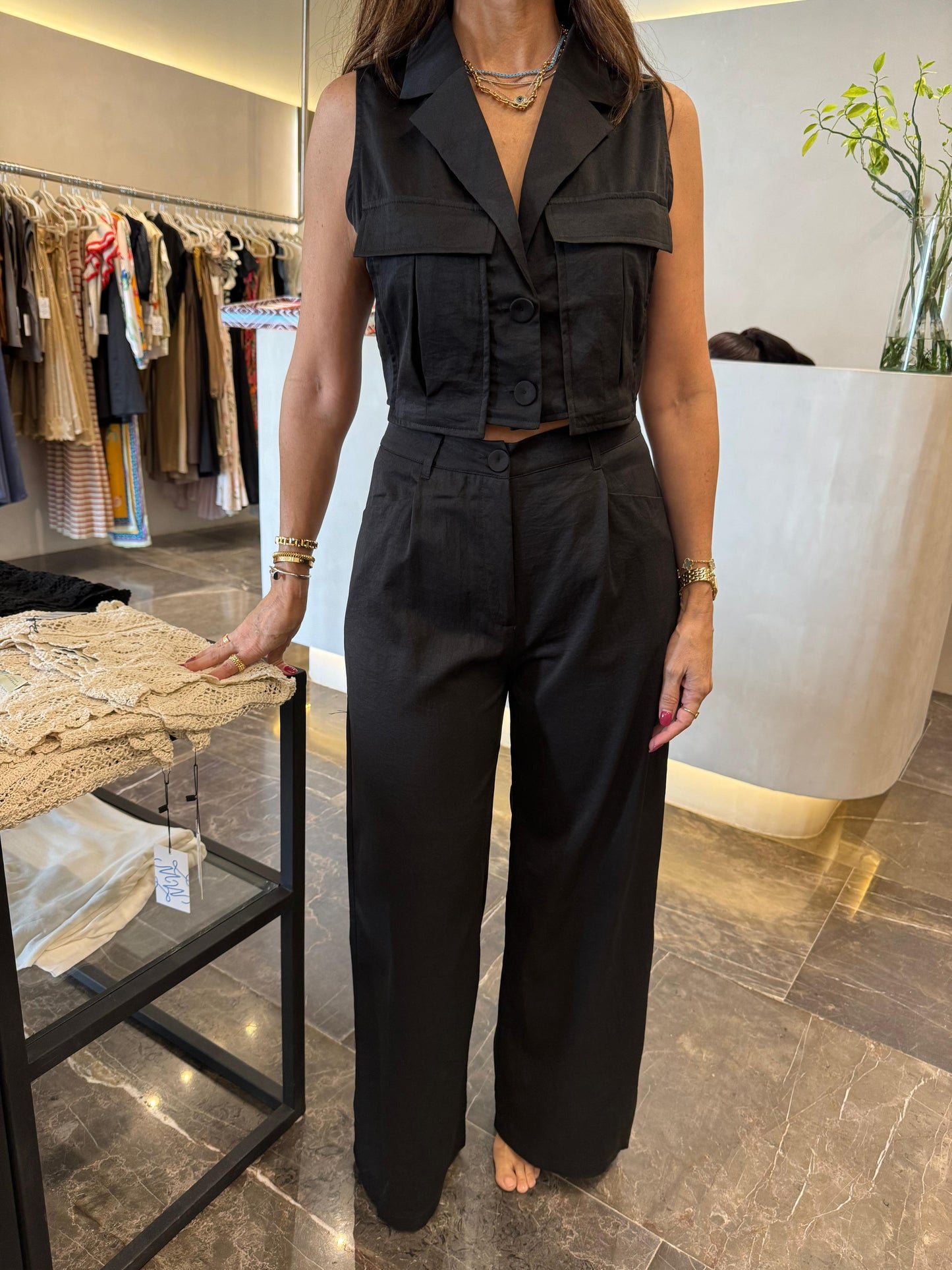 TOP UTILITY POCKET AND TROUSER SET