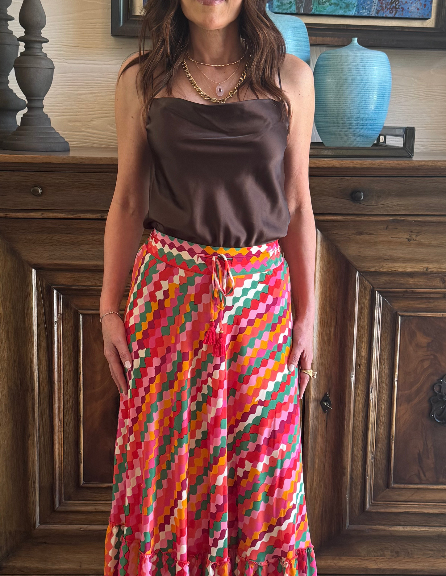 BLUSA DE SEDA TIRANTITOS CON CAÍDA