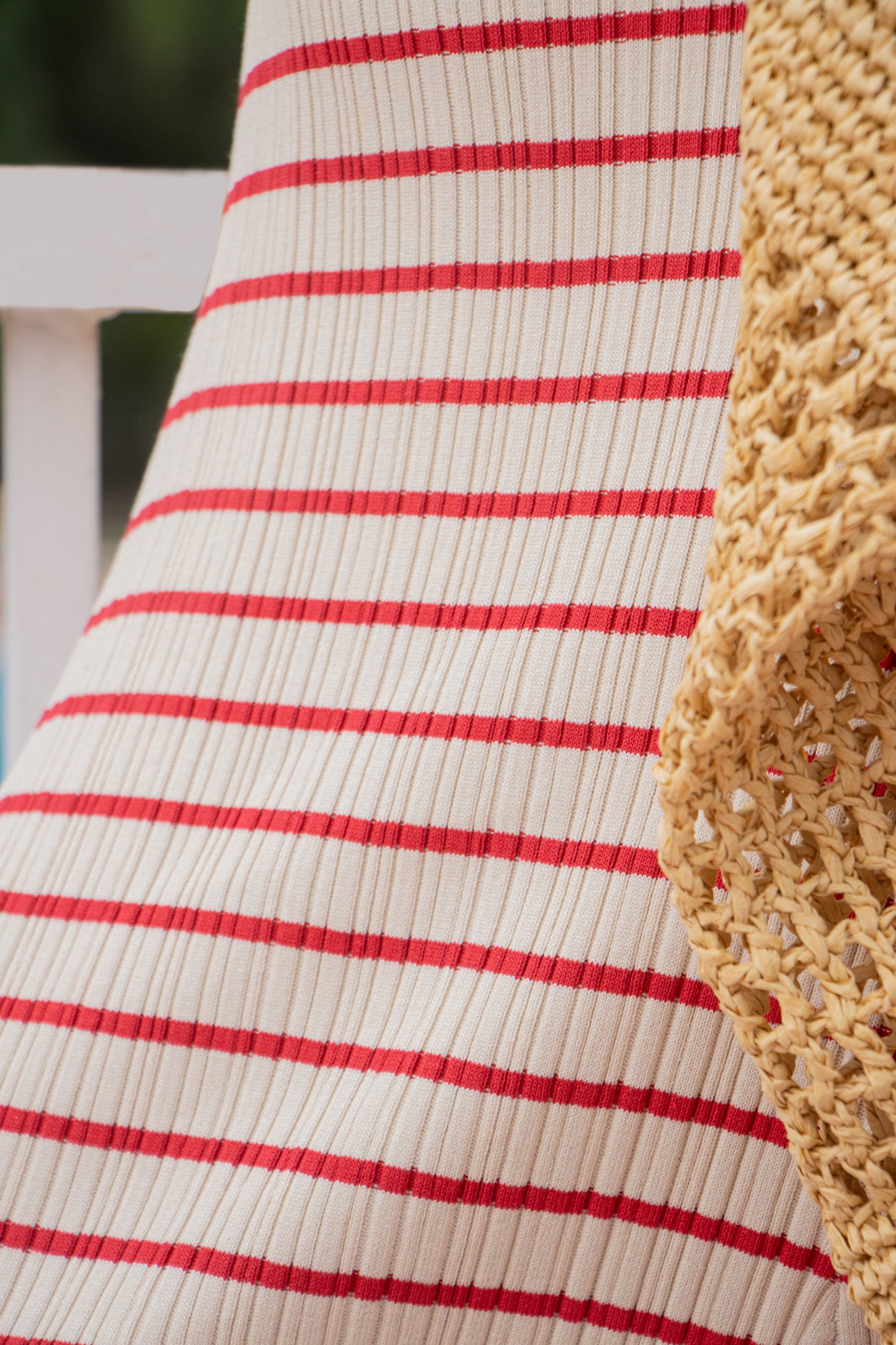 VESTIDO AL CUERPO RAYAS RED/IVORY