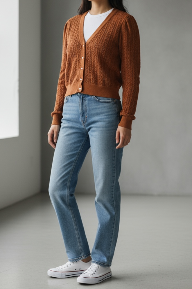 CARDIGAN PUNTEADO CON BOTONES