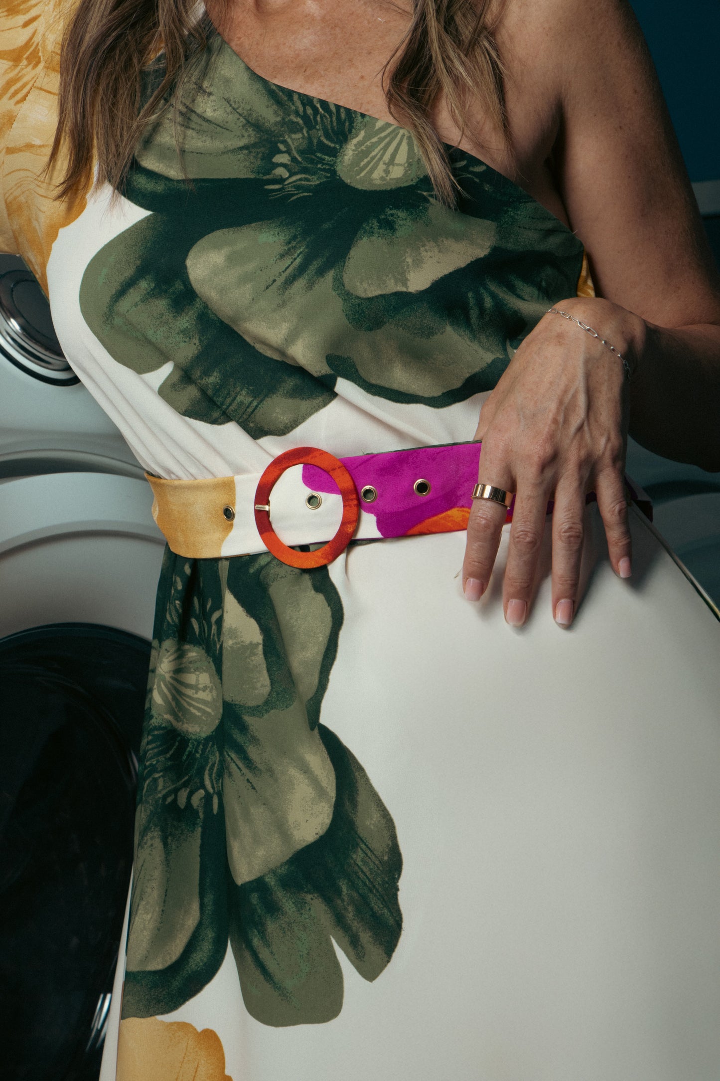 ONE SHOULDER MAXIDRESS FLOWER PRINT