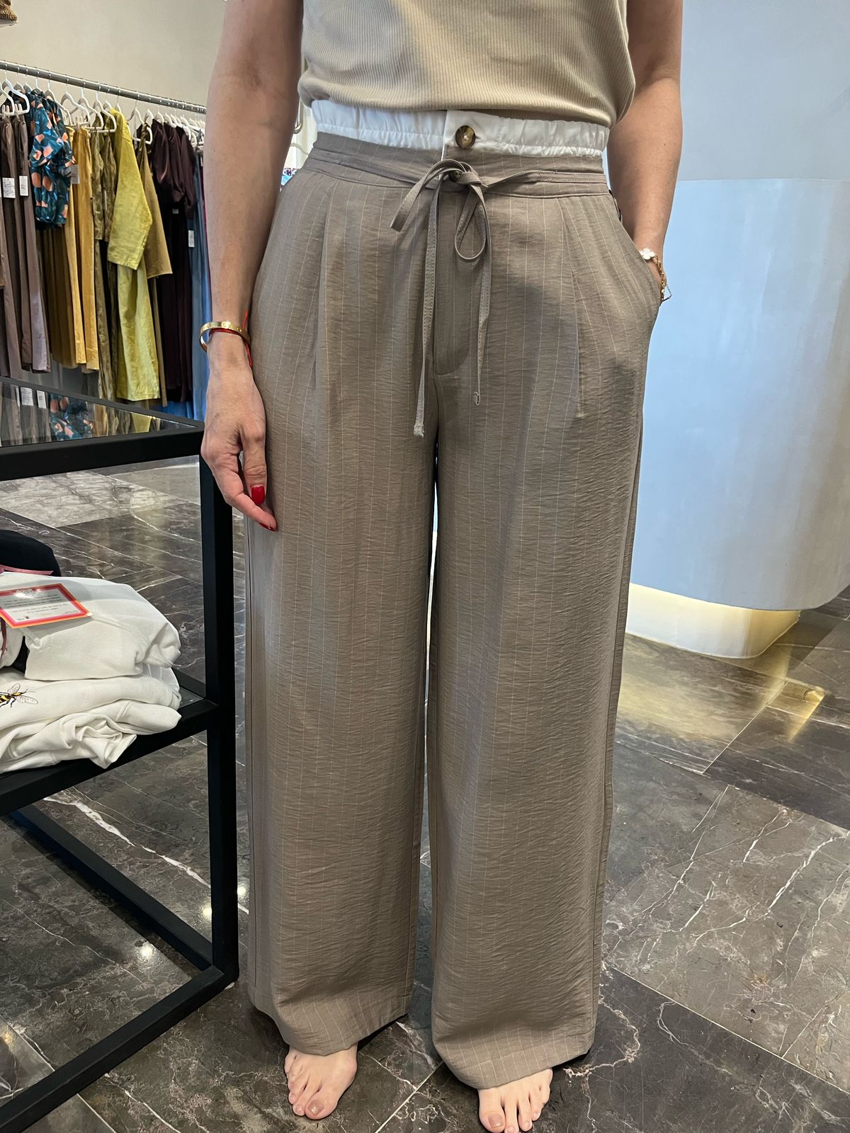 DOUBLE WAIST BAND STRIPE PANTS