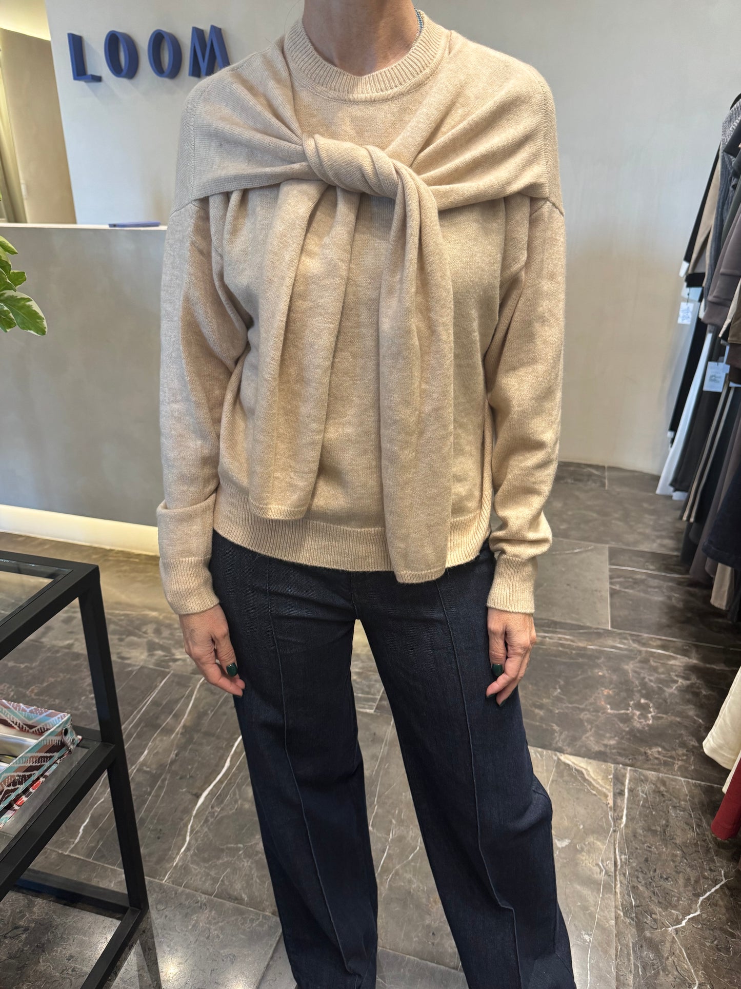 SWEATER CON CÁRDIGAN AMARRADO SIMULADO