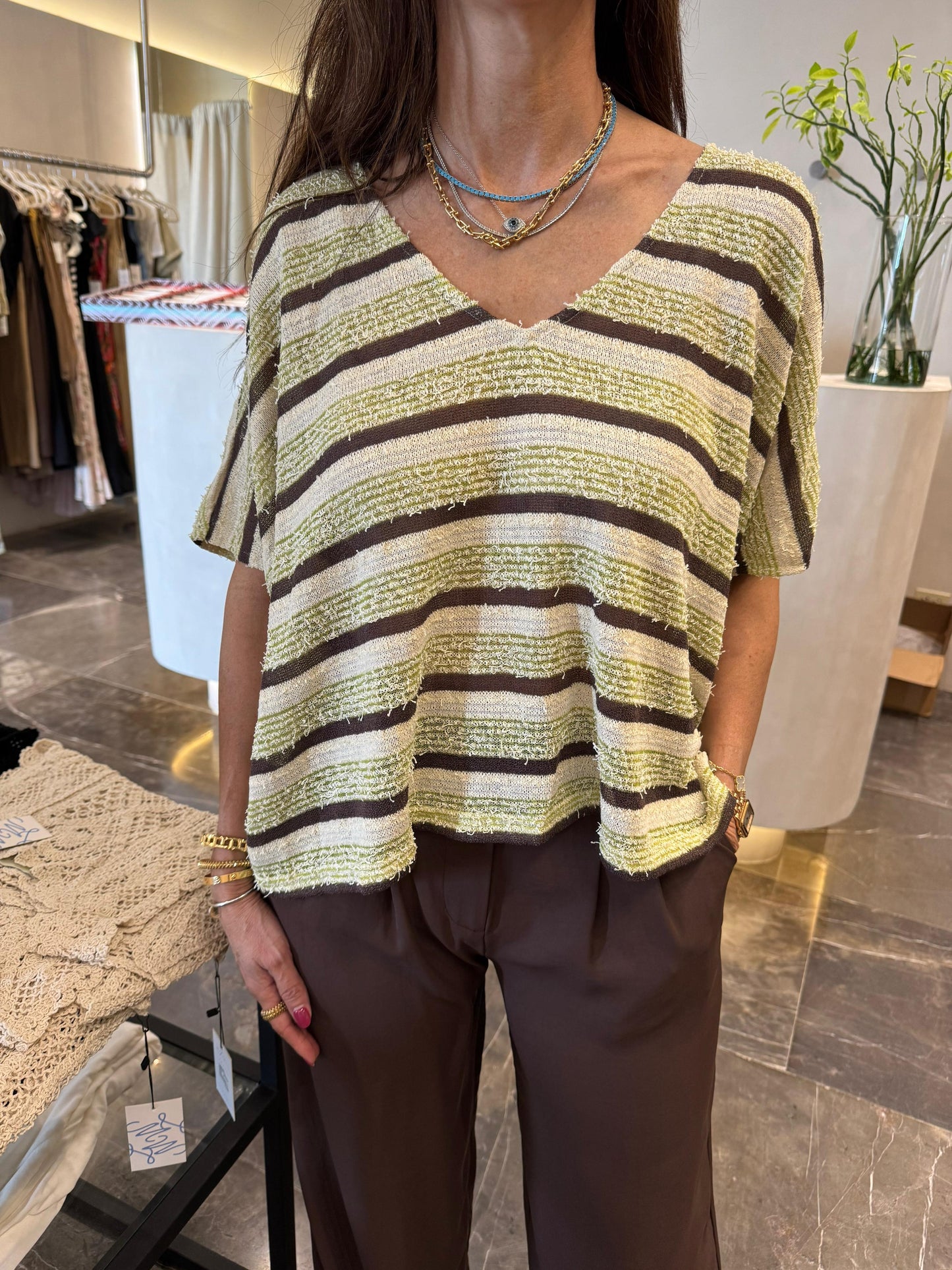 BLUSA A RAYAS AVOCADO MULTI