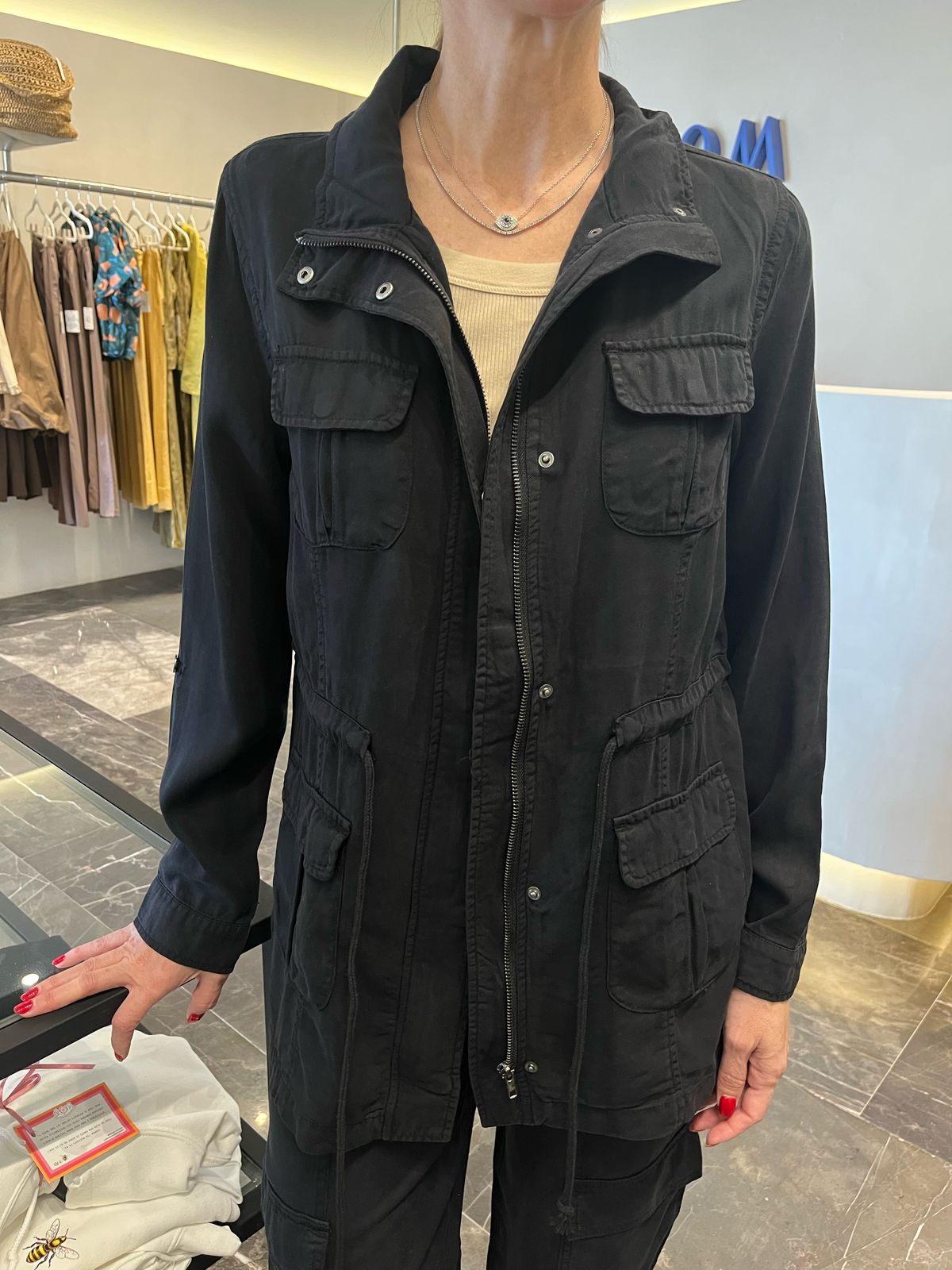 SET ANORAK JACKET AND HIGH RISE ANKLE WIDE CARGO PANTS