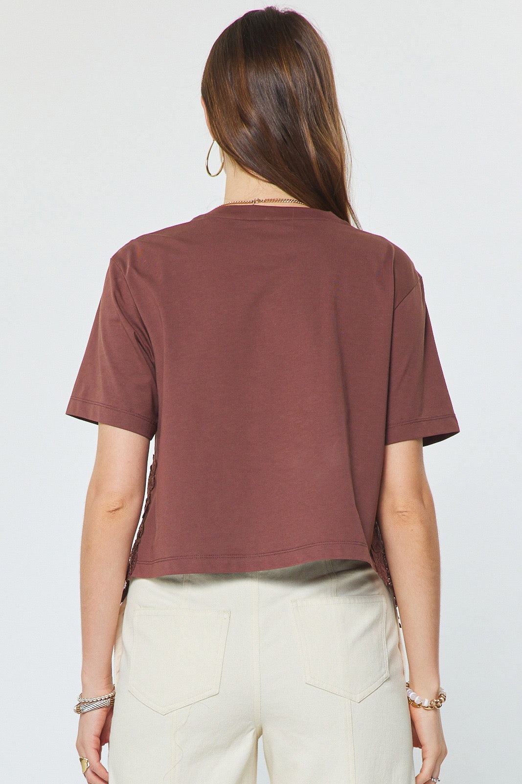TSHIRT CON ACABADO ENCAJE BROWN