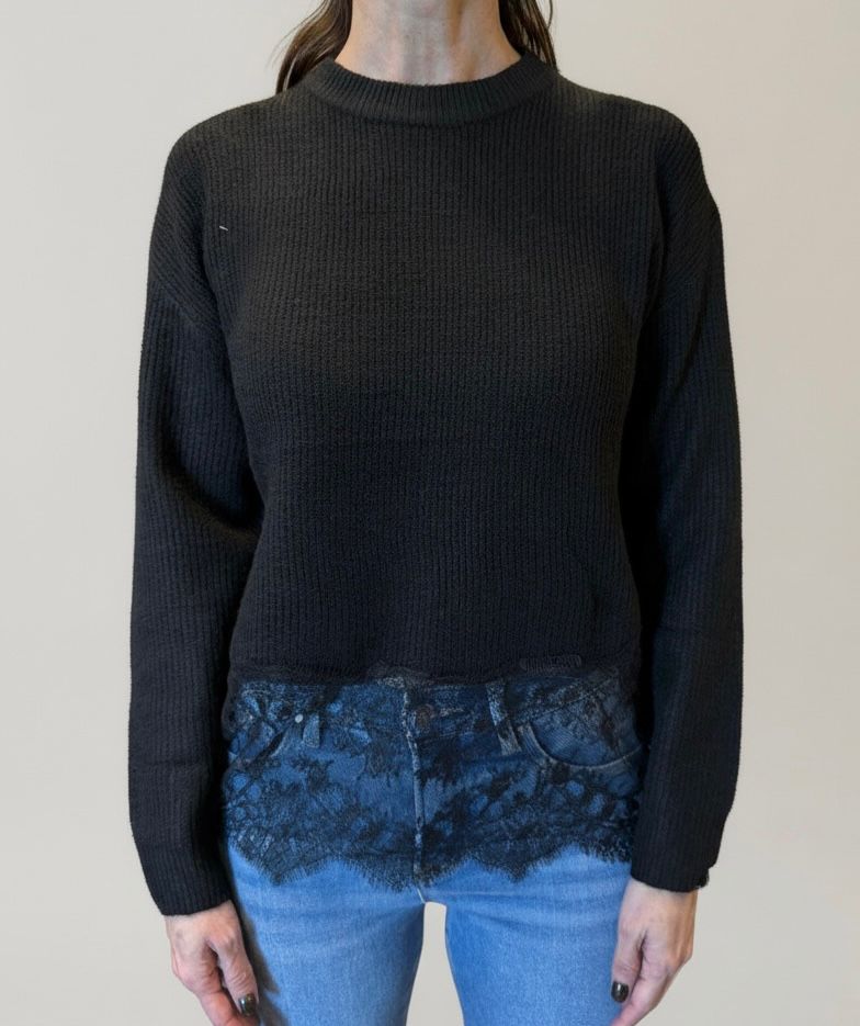 LACE CONTRAST SWEATER