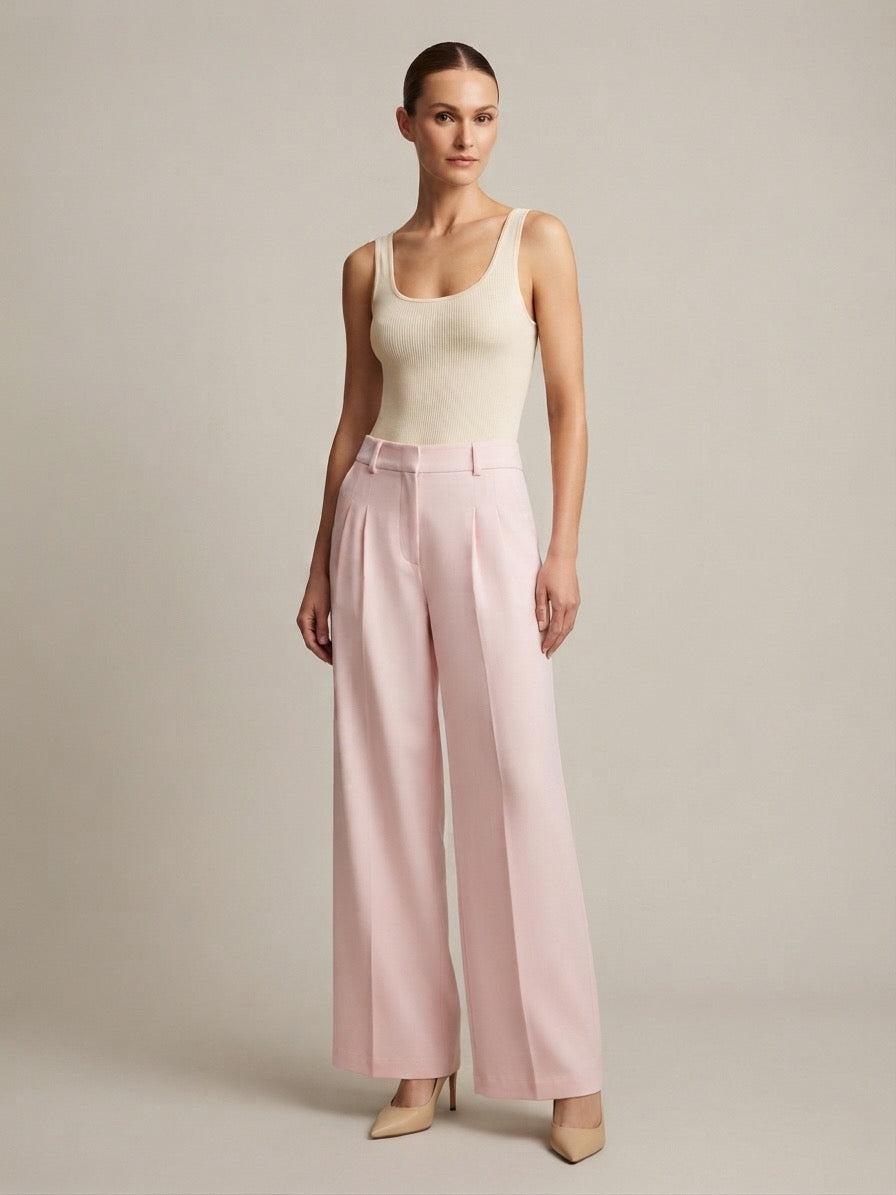 PANTALÓN DE VESTIR CON PINZAS LIGHT PINK