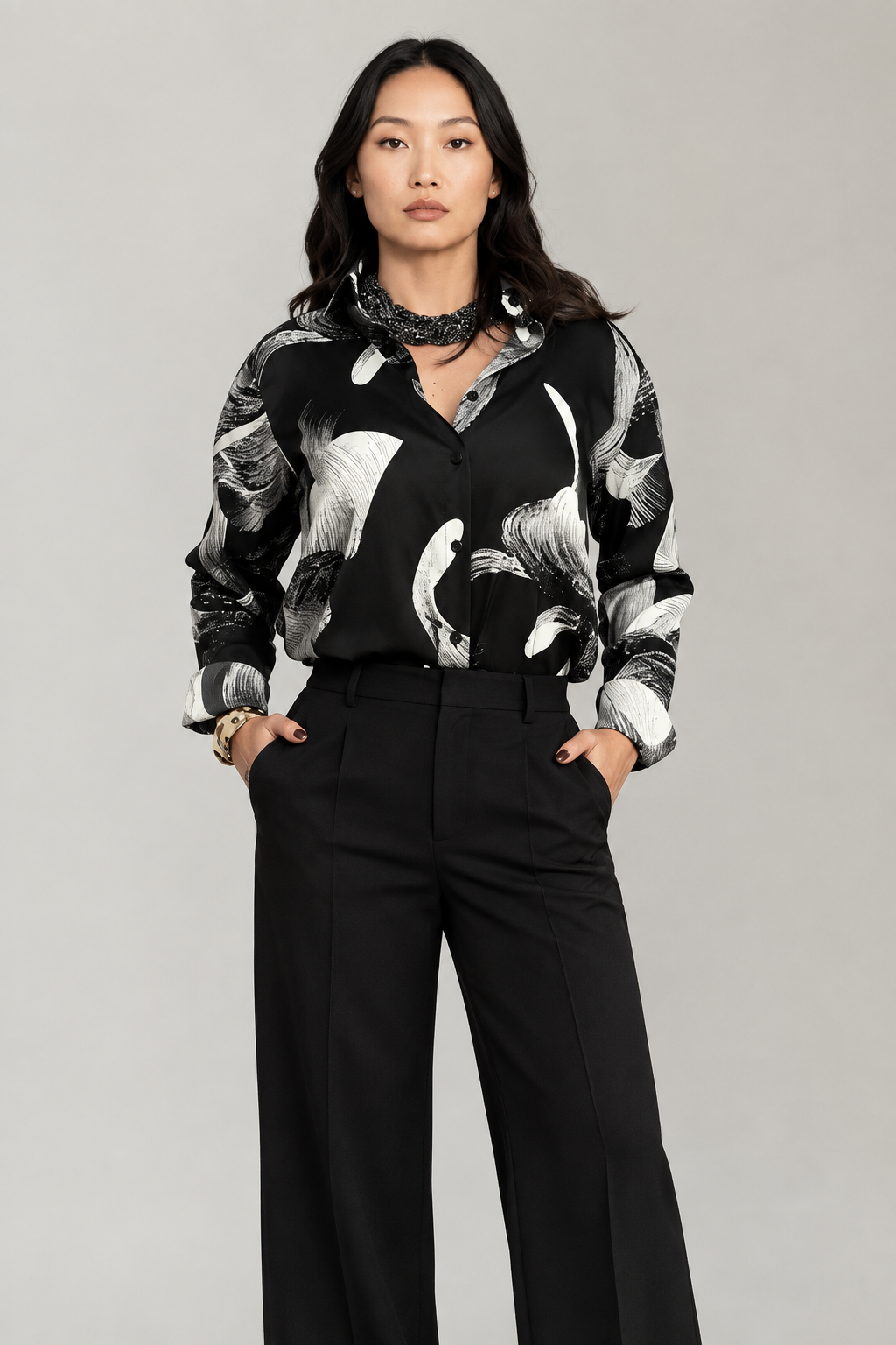 BLUSA ELEGANTE BLACK-WHITE