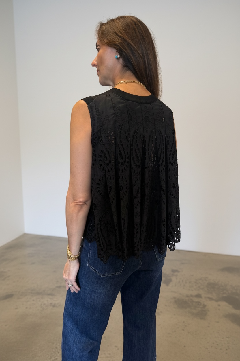 BLUSA PUNTO CON TIRA BORDADA POR LA ESPALDA BLACK