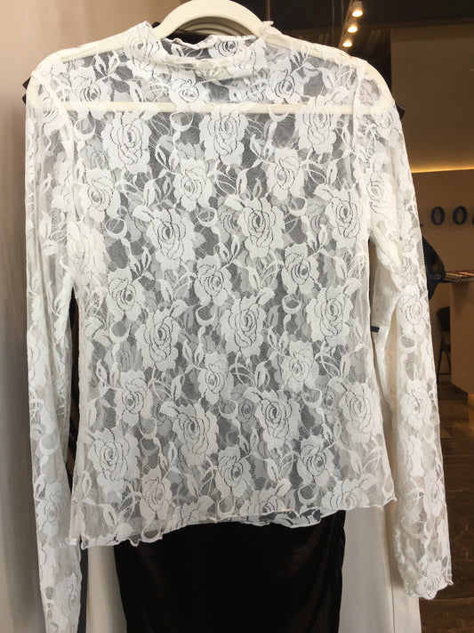 BLUSA DE ENCAJE FLORES BLANCA