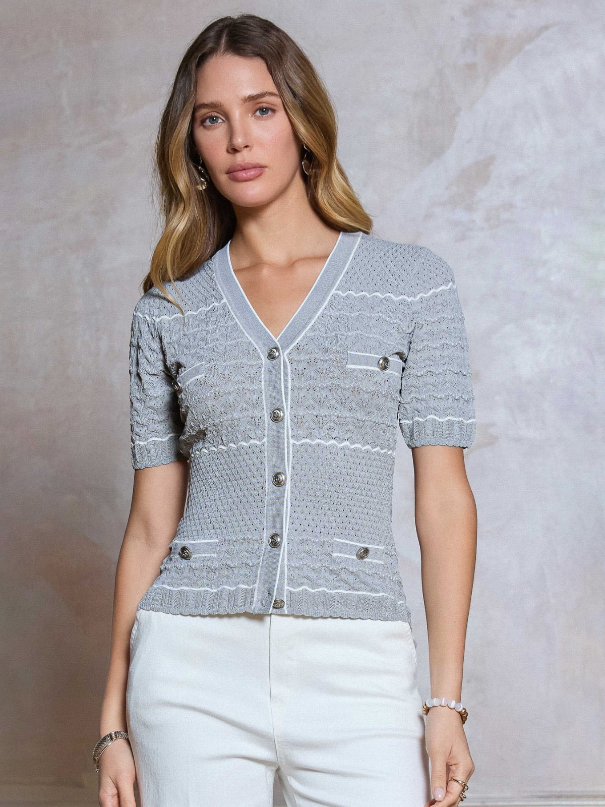 BLUSA PUNTO BOTÓN PLATEADO