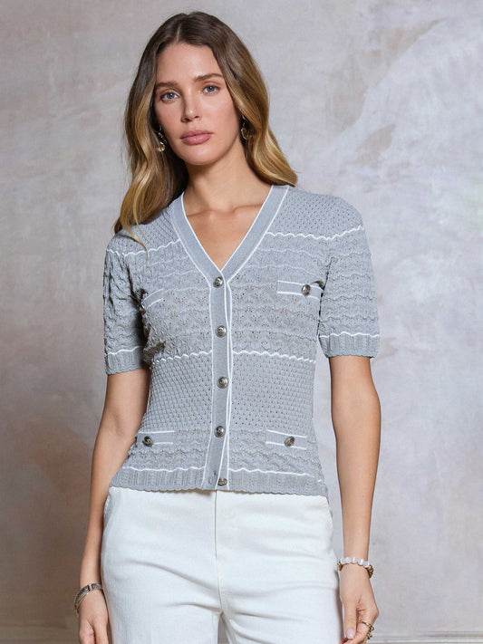BLUSA PUNTO BOTÓN PLATEADO
