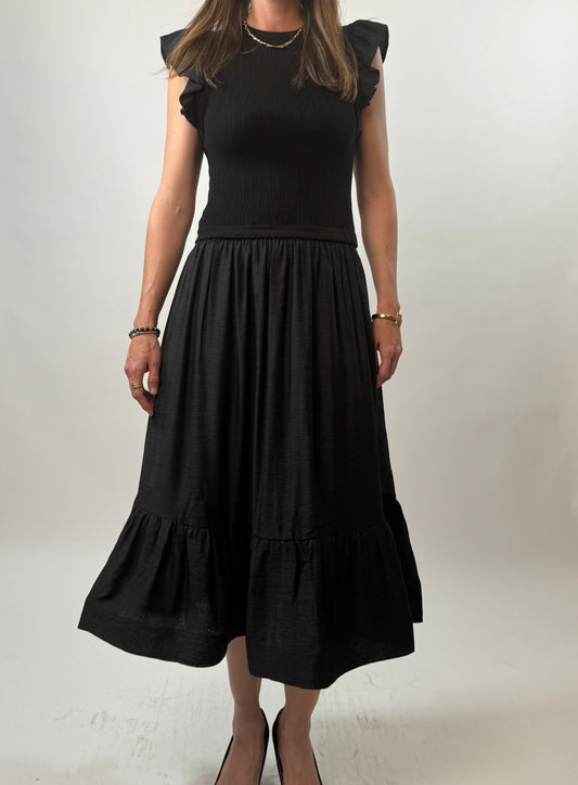 VESTIDO NEGRO CON TOP INTEGRADO TEJIDO
