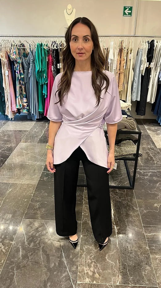 SATIN TIE BLOUSE
