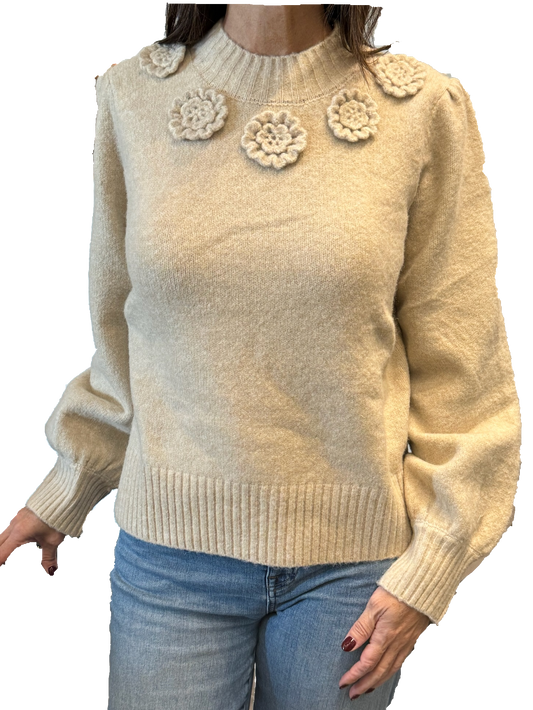 SWEATER CON FLORES EN CUELLO