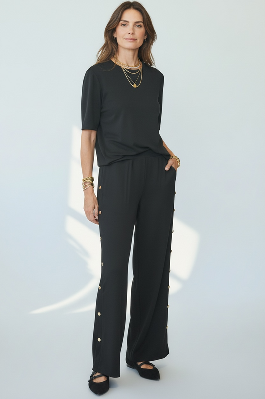 SOFT PANTS CON BOTÓN METÁLICO EN COSTADOS