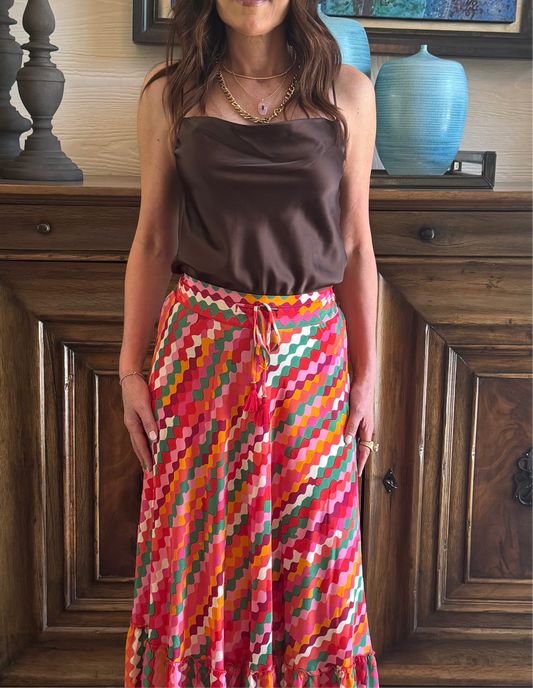 BLUSA DE SEDA TIRANTITOS CON CAÍDA