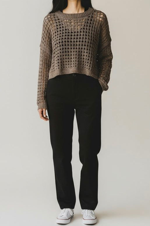 SWEATER CROCHET DARK OLIVE