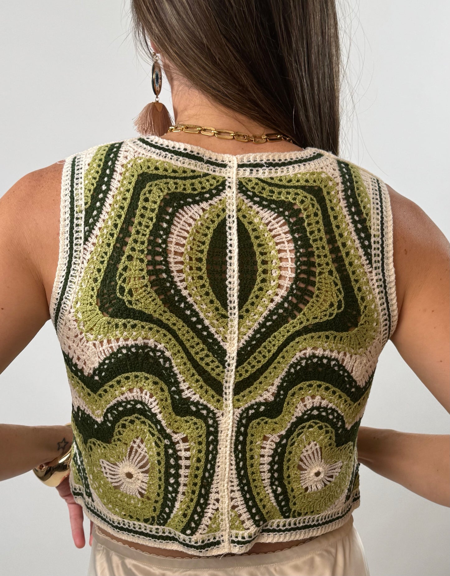 CHALECO CROCHET VERDE