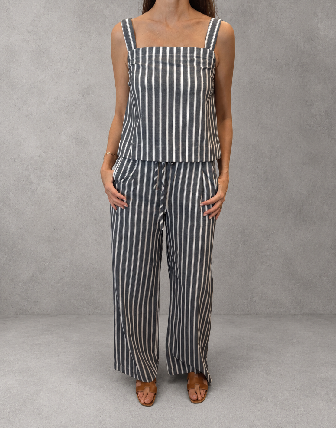 SET RAYAS TOP CUADRADO NAVY