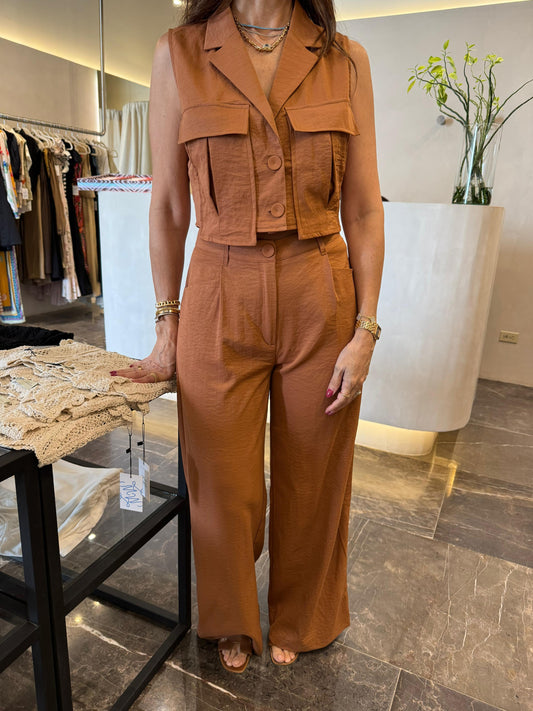 TOP UTILITY POCKET AND TROUSER SET