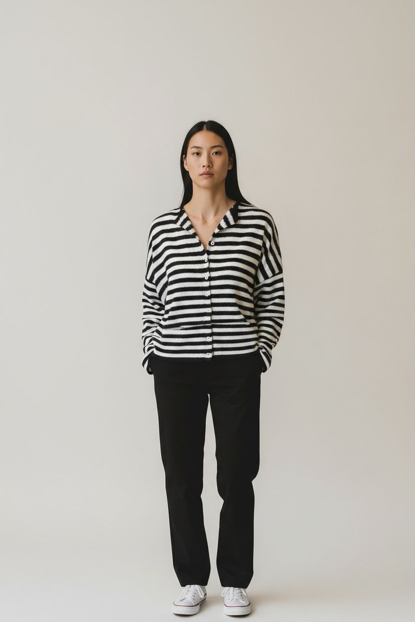 SWEATER A RAYAS CON BOTONES