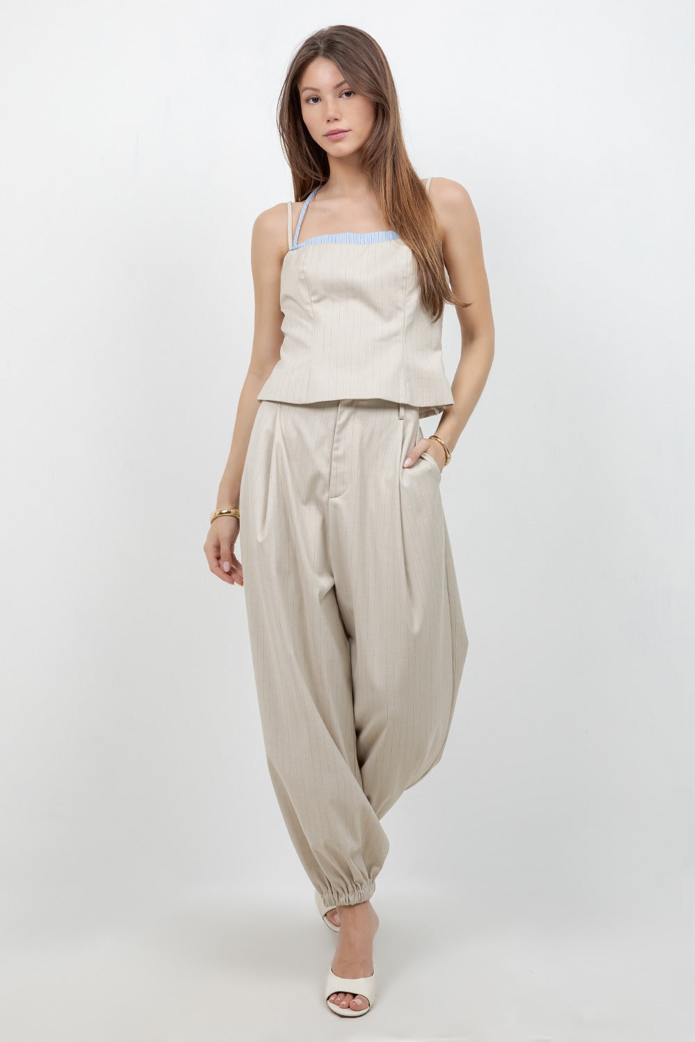 SET TAUPE A RAYAS