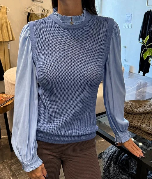 BLUSA TEJIDA CON MANGA LARGA DE SEDA