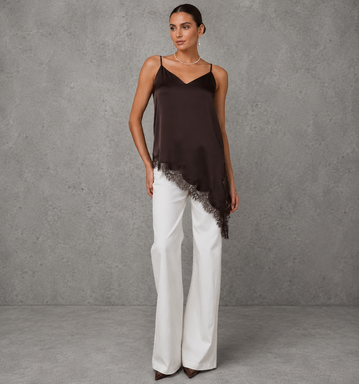 BLUSA TIRANTES SEDA CON ENCAJE