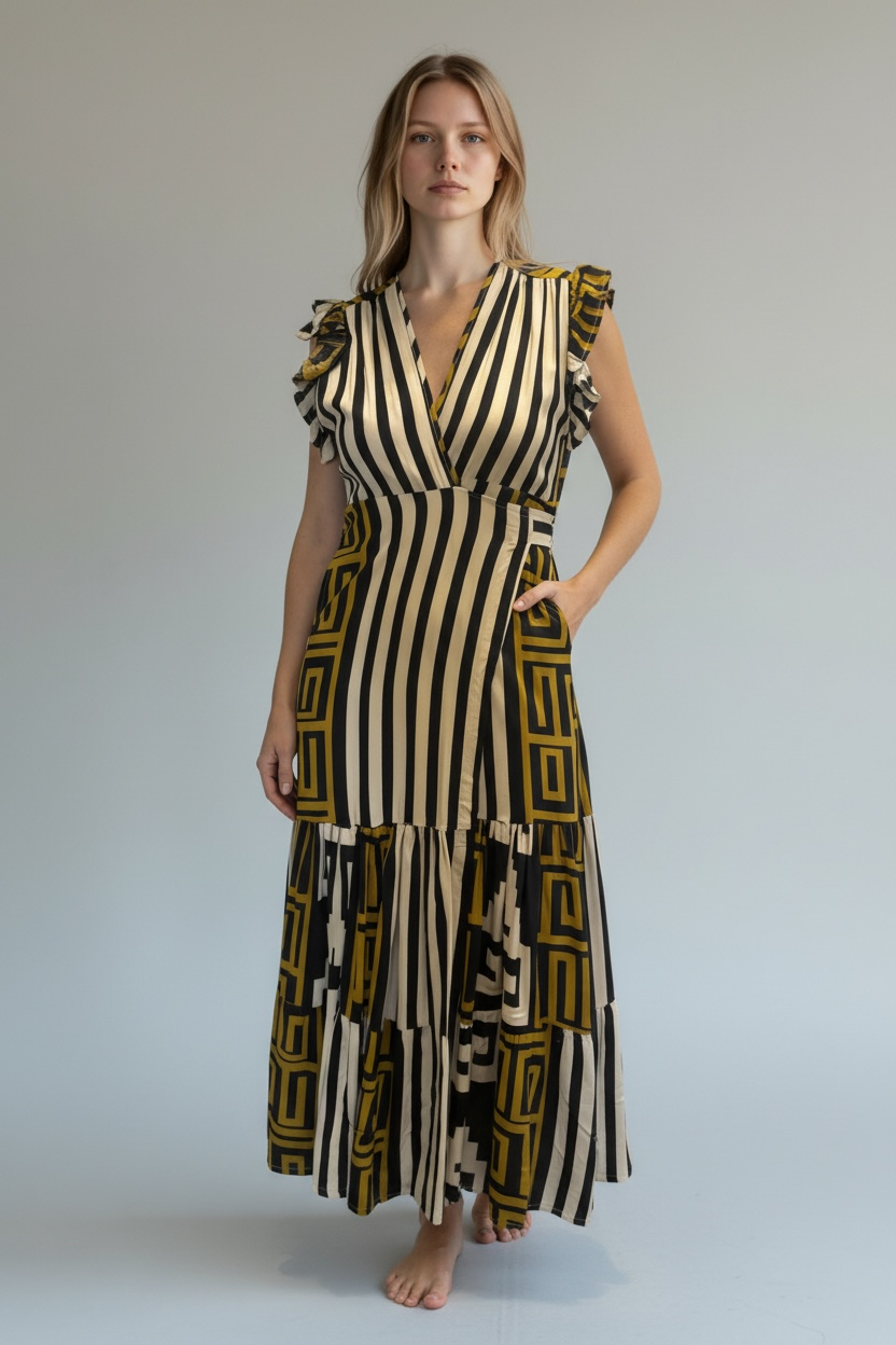 VESTIDO TIPO BATA BLACK BEIGE