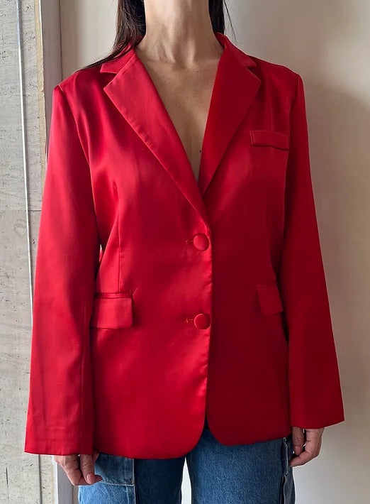 BLAZER SATIN RED OVERSIZED