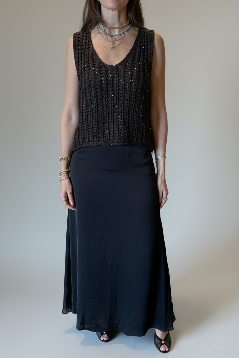 MAXI SKIRT SEDA CON ENCAJE