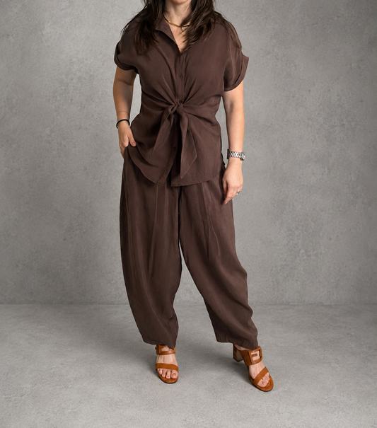 SET BLUSA NUDO Y PANTALON GLOBO