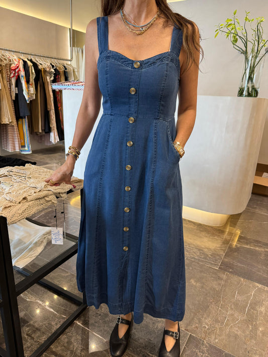 VESTIDO CON BOTONES DENIM DELGADITA