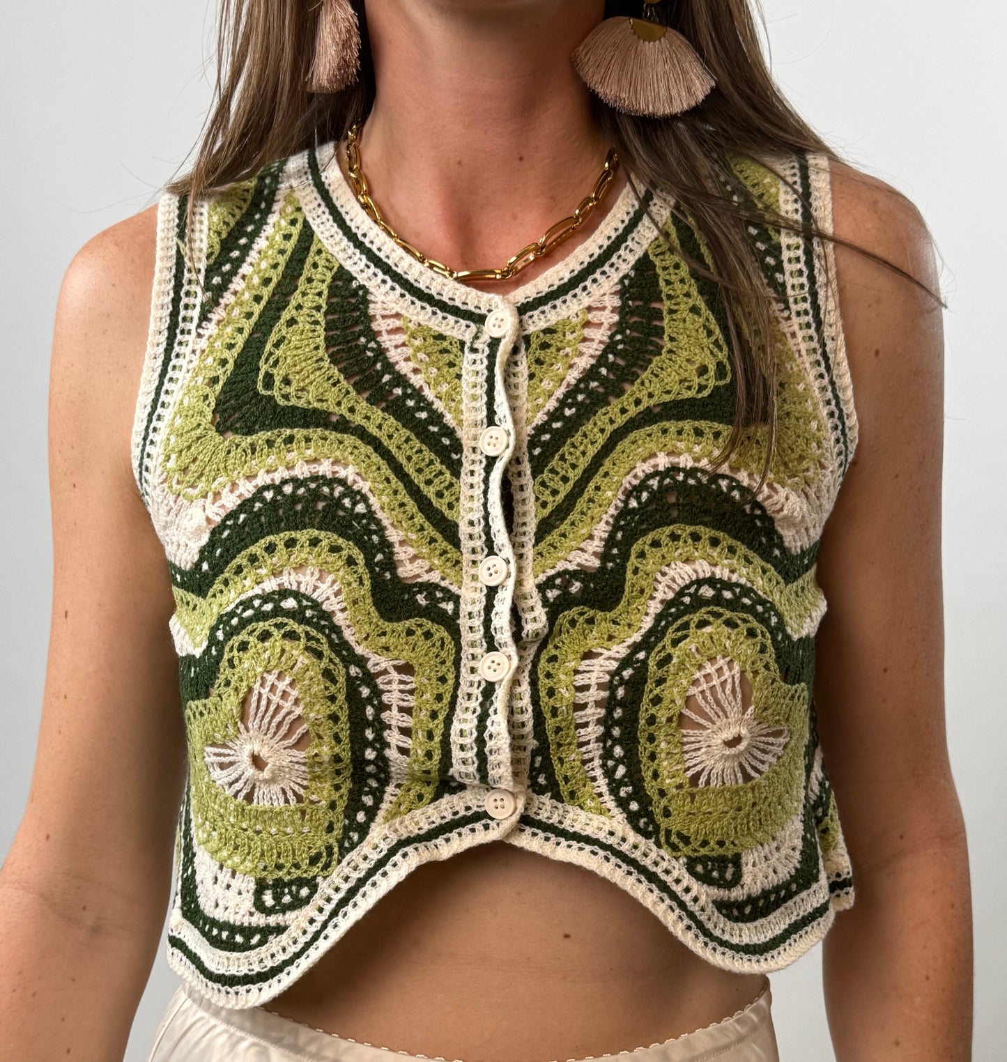 CHALECO CROCHET VERDE