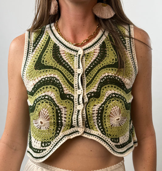 CHALECO CROCHET VERDE