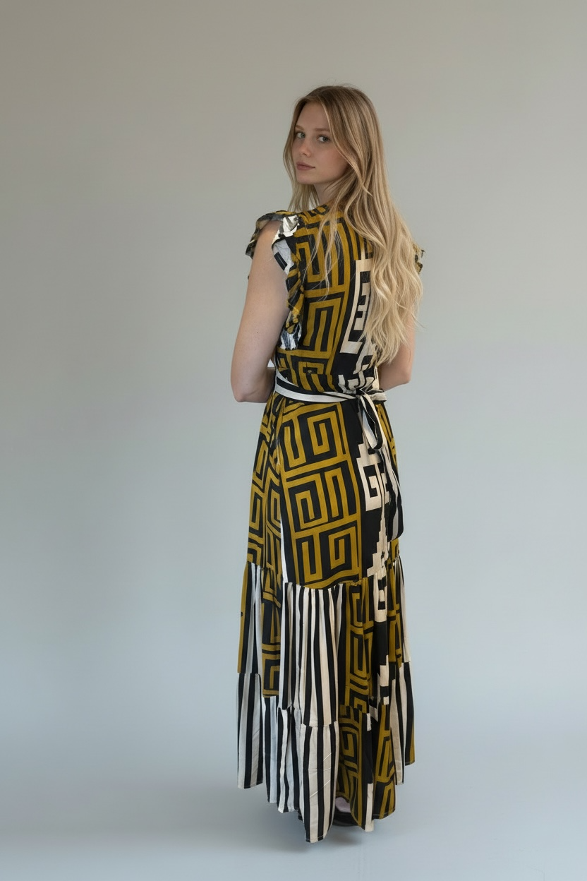VESTIDO TIPO BATA BLACK BEIGE