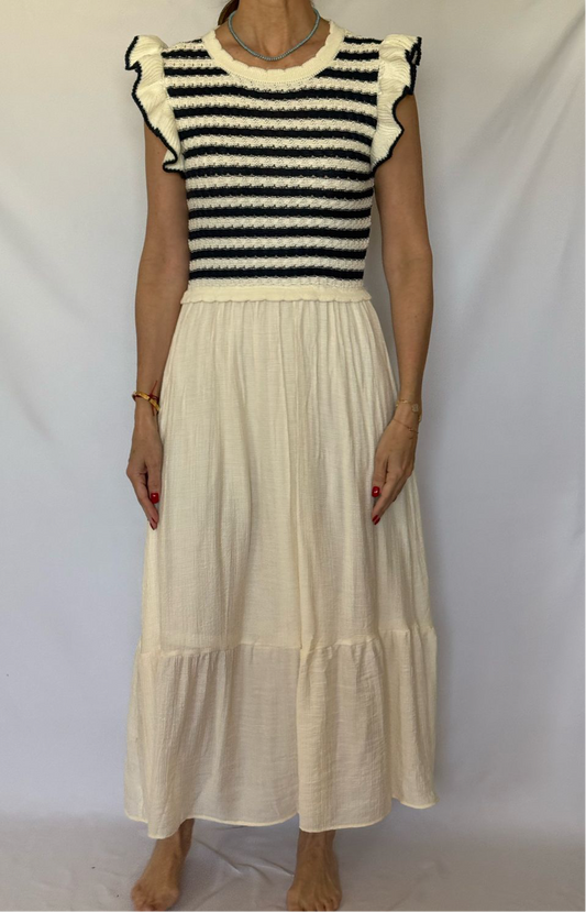 MIXED DRESS TOP DE PUNTO A RAYAS