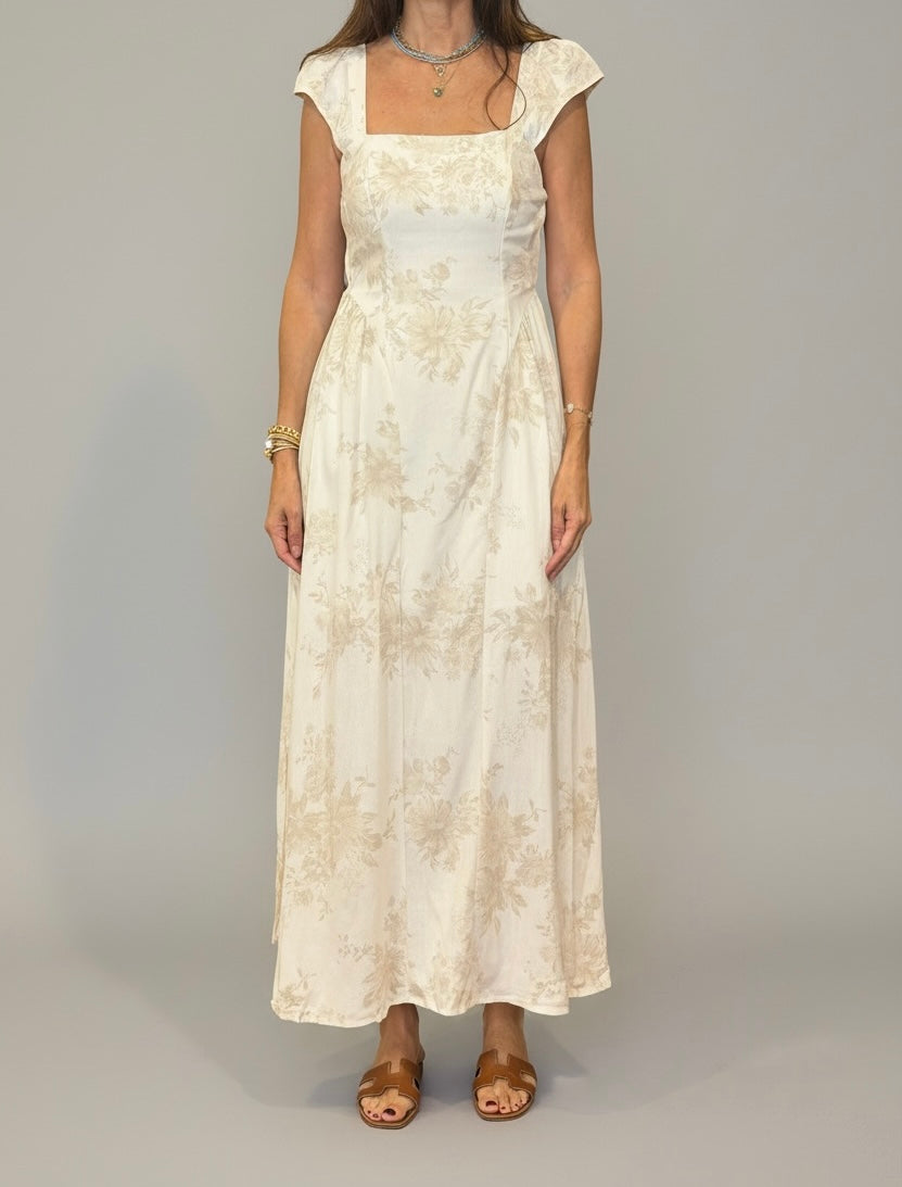 VESTIDO FLORES BEIGE