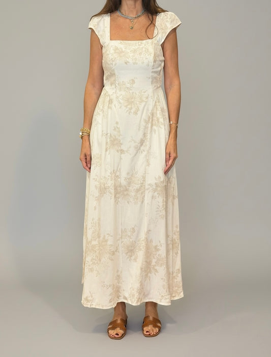 VESTIDO FLORES BEIGE