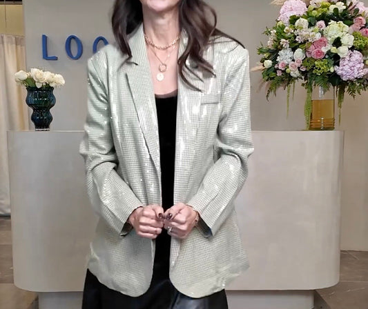 OVERSIZED BLAZER LENTEJUELA TRANSPARENTE