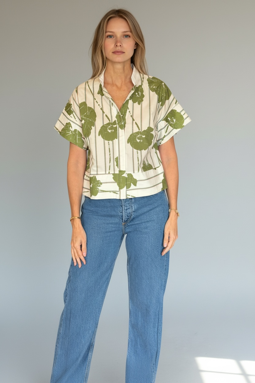 BLUSA CON PRINT VERDE