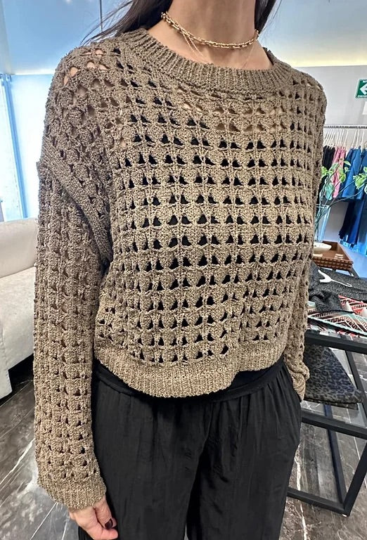 SWEATER CROCHET DARK OLIVE