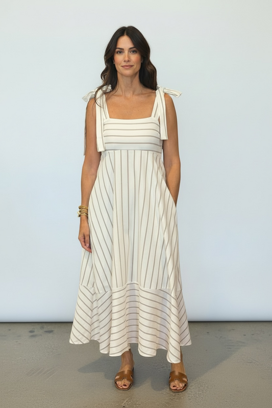 VESTIDO PRINT RAYAS BROWN