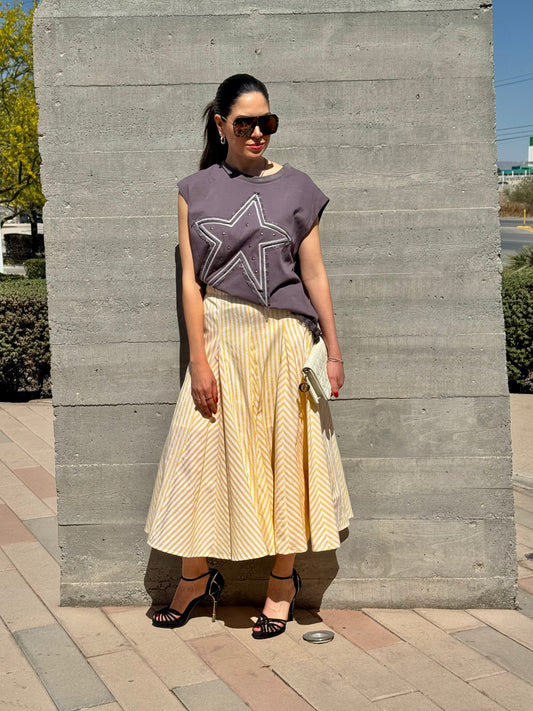 T SHIRT SIN MANGA ESTRELLA GRIS