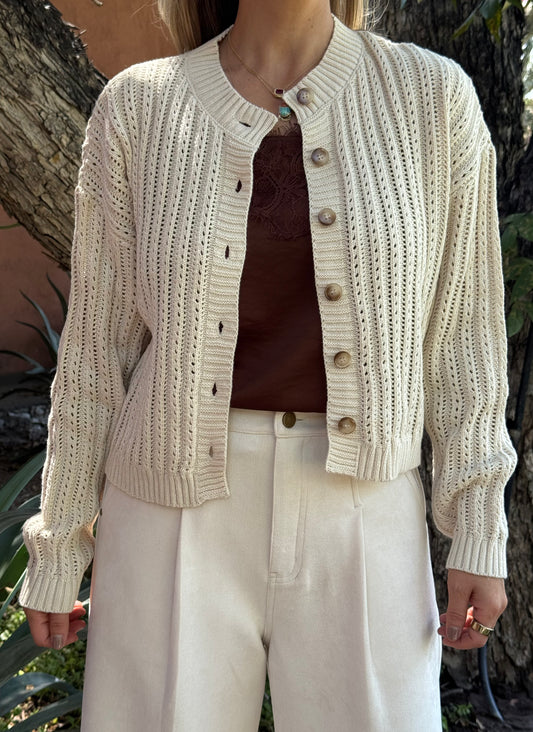 CARDIGAN TEJIDO AGUJERADO