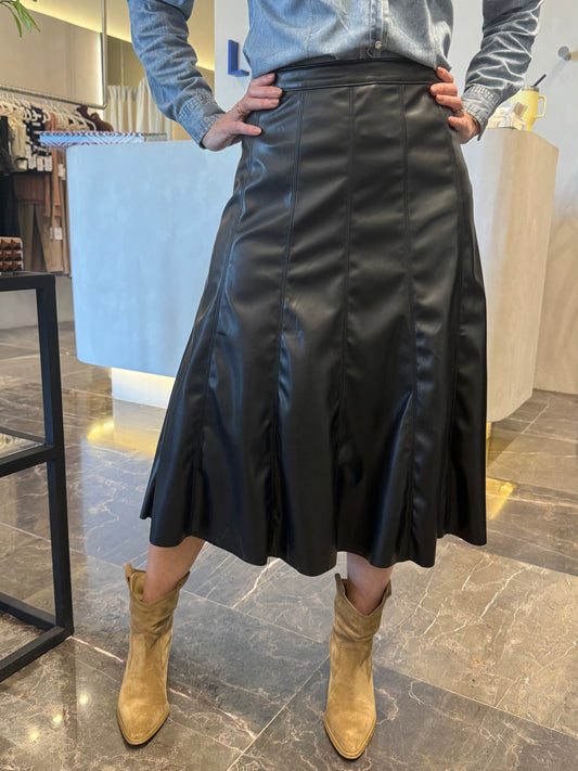 VEGAN FLARE MIDI SKIRT