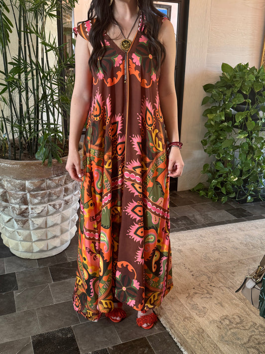 VESTIDO SOLANY CAFÉ DE SATIN