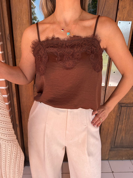 TOP SEDA CON ENCAJE